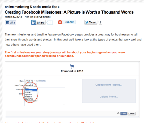 Facebook Milestones