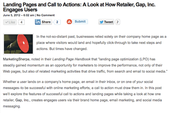 Landing Pages and Call to Actions